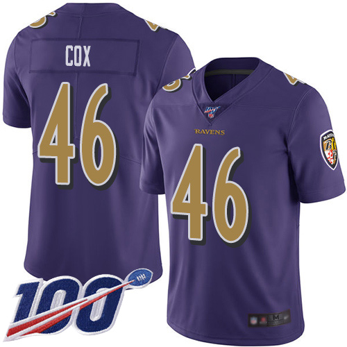 Baltimore Ravens Limited Purple Men Morgan Cox Jersey NFL Football #46 100th Season Rush Vapor Untouchable